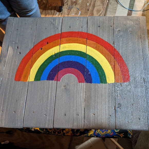 Rainbow Footstool Sealed - We Build Custom Foot Stools! - Picture 2 of 16